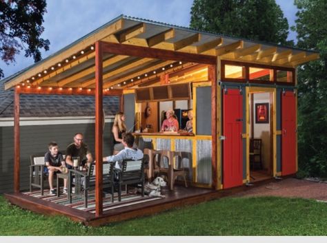 Shed Bar Ideas, Party Shed, Small Shed, Bbq Shed, Red Barn Door, Prefab Sheds, Pool Shed, Bar Shed, Pub Sheds