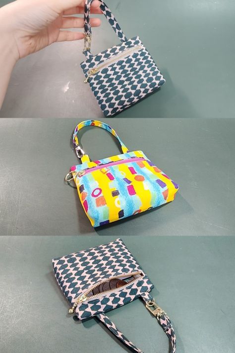 New idea!! How to make a mini coin pouch with a zipper / free pattern Mini Coin Purse Pattern, Coin Purse Pattern Free, Coin Bag Diy, Diy Mini Bag, Mini Coin Pouch, Tiny Bags, Purse Patterns Free, Coin Purse Pattern, Pouch Diy