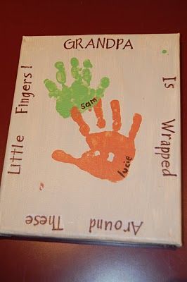 handprint canvas - A Bird and a Bean Crafts For Grandpa, Handprint Canvas, Grandparents Day Crafts, Hand Prints, Christmas Idea, Footprint Art, Handprint Crafts, Handprint Art, Dad Day