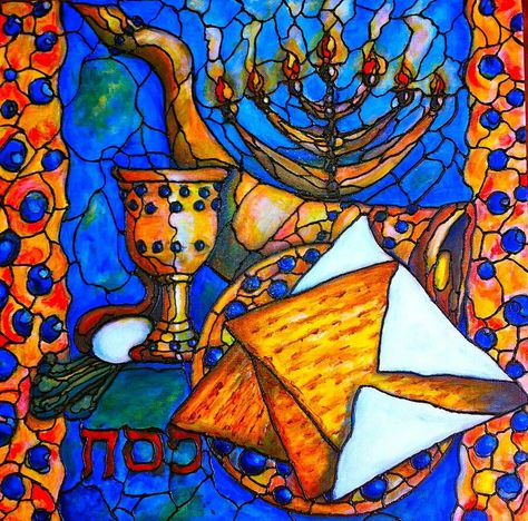 Passover art. Passover Art, Judaism Art, Judaica Paintings, Hamsa Art, Jewish Crafts, Expressionism Art, Printed Napkins, Abstract Expressionism Art, Jewish Art