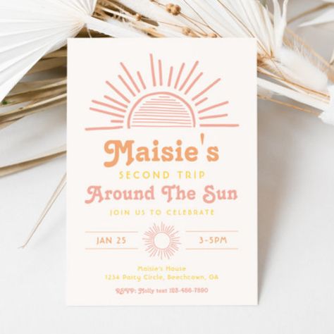 Trip Around The Sun Invitation Boho Birthday #zazzle #weddinginvitations #birthdayinvitations #babyshowerinvitations #zazzleinvitations #monogram #businesscards #graduation #homedecor Sun Invitations, Boho 2nd Birthday, Boho Sun Birthday, Sun Birthday Invitation, Sun Birthday, Boho Sun, Birthday Trip, Boho Birthday, Second Birthday