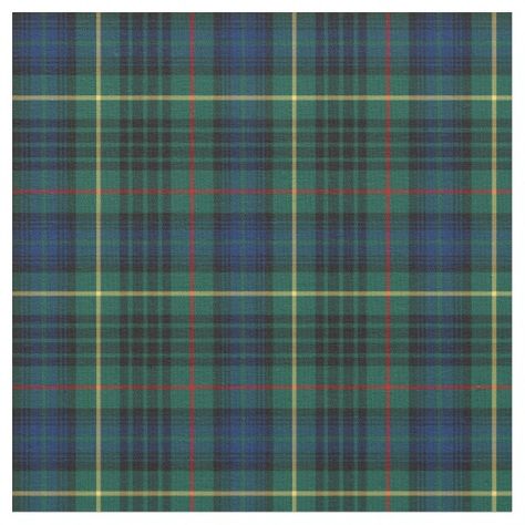 Clan Stewart Hunting Tartan: Fabric with the Clan Stewart hunting tartan. Traditional Scottish plaid pattern in shades of bottle green and dark blue, with bright red, yellow, and black highlights. Clan Stewart, Celtic Heritage, Black Highlights, Stewart Tartan, Scottish Plaid, Hunting Gifts, Tartan Fabric, Scottish Tartans, Bottle Green