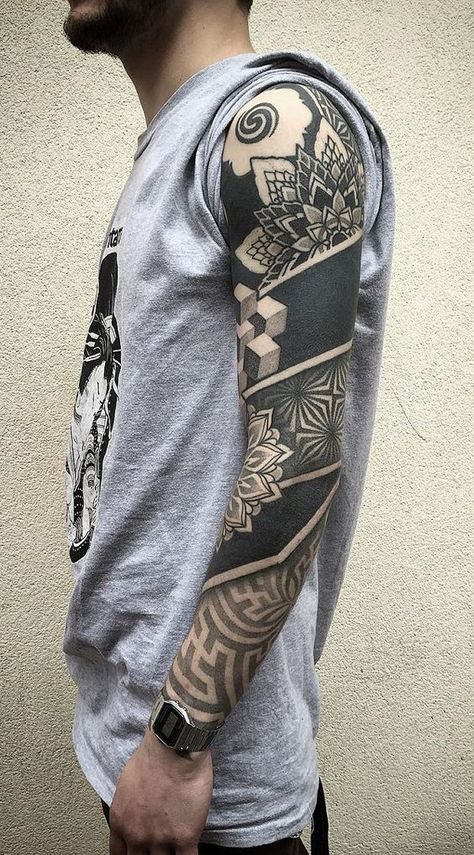 Tatto Tato Joker, Voll Arm-tattoos, Tato Setengah Lengan, Tattoo Bras Homme, Tato Geometris, Mangas Tattoo, Tato Lengan, Marquesan Tattoos, Full Arm Tattoos