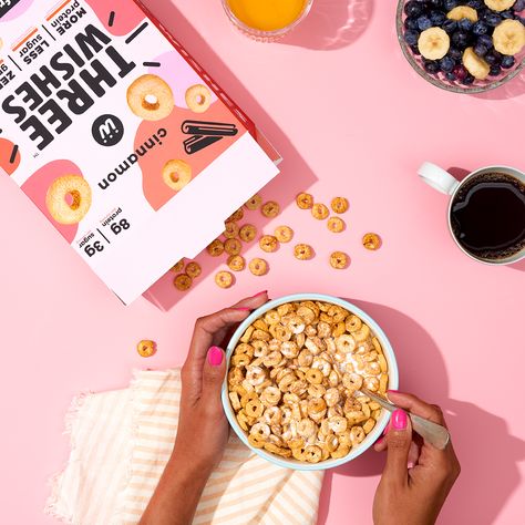 Healthy, Protein-Packed Cereal, Three Wishes Will Please Both Parents and Kids | Dieline Cereals Photography, Cereal Packaging, Cinnamon Cereal, Post Cereal, Cereal Brands, Three Wishes, Healthy Cereal, Photo Food, Pea Protein