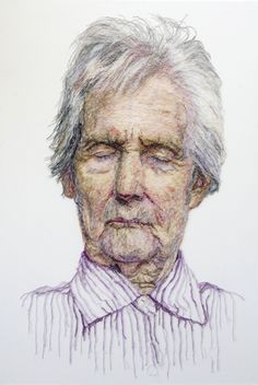 The Dementia darnings by Jenny Dutton Jenni Dutton, Textile Portraits, Thread Sculpture, Unusual Portraits, Coloring Books For Adults, Collage Portrait, Art Foundation, Books For Adults, Contemporary Embroidery