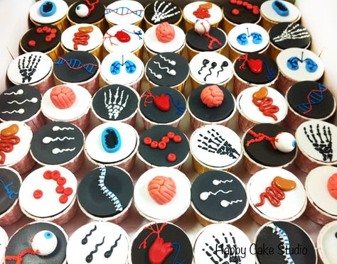 graduation cake for a biologist | Biology Cupcakes! | Happy Cake Studio Biology Cupcakes, Cupcakes For Nurses, Biology Cake, Fondant Designs, Science Cake, Scientist Birthday Party, Graduation Party Desserts, Scientist Birthday, Graduation Party Cake