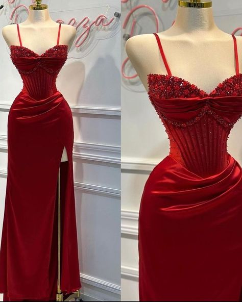 Red mermaid prom dress