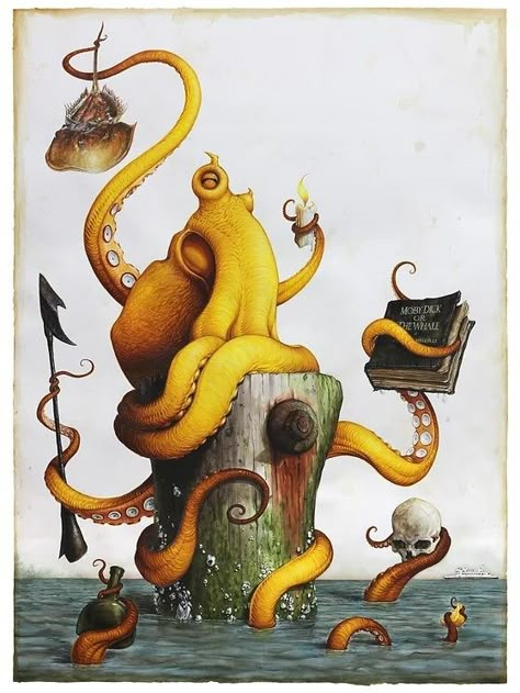 Octopus Art Project, Steampunk Octopus, Magic Island, Octopus Tentacles, Octopus Tattoo, Octopus Art, Wow Art, Paintings And Drawings, Fish Art