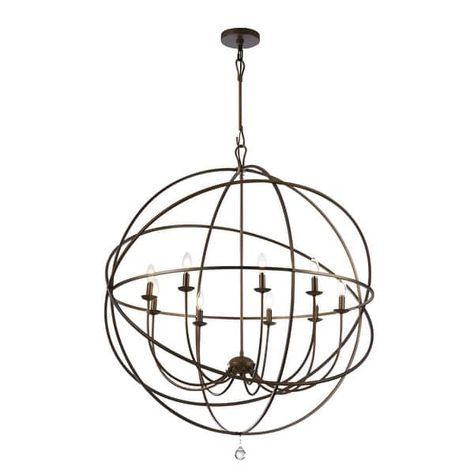 Shamaria 9 - Light Large Dimmable Globe Chandelier, Oversized - Bed Bath & Beyond - 39132545 Black Orb Chandelier, Brown Candles, Orb Chandelier, Rectangle Chandelier, Wagon Wheel Chandelier, Round Chandelier, Globe Chandelier, Metal Chandelier, Candle Styling