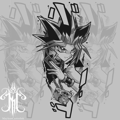 Yami Yugi Tattoo, Yugioh Tattoo Design, Yu Gi Oh Tattoo Ideas, Yu Gi Oh Tattoo, Yugioh Tattoo, Comic Book Tattoo, Neo Tattoo, Gem Tattoo, Dragon Ball Tattoo