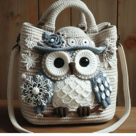 Owl Crochet Pattern Free, Handbags Crochet, Owl Bag, Owl Crochet Patterns, Crochet Boho Bag, Crochet Shoulder Bags, Crochet Owl, Crochet Shop, Crochet Patterns Free Blanket