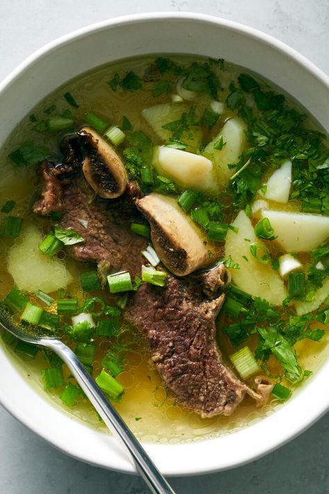 Caldo de Costilla (Colombian Beef Rib Soup) Recipe - NYT Cooking Beef Rib Soup, Columbian Recipes, Rib Soup, Beef Rib, Grilled Oysters, Colombian Food, Beef And Potatoes, Nyt Cooking, Beef Short Ribs