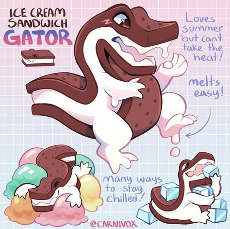 Icecream Sandwich, 귀여운 음식 그림, Thanks Everyone, Cute Food Drawings, Cream Sandwich, Cute Kawaii Drawings, Fantasy Creatures Art, Cute Doodle Art, Mythical Creatures Art