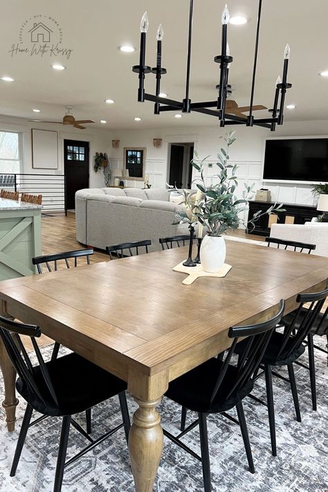 Shop My Home By Room – DIning Room Kitchen #dining #diningroomdecor #diningtable #Kitchendecor #kitchengoals #homedecorinspo #decorinspo #moderndecor #modernorganic #neutraldecor #budgetfriendlydecor #decoronabudget #diyhome #diyhomedecor #accentwall #herringbonewall Dining Room And Living Room Combo, Modern Farmhouse Dining Table, Kitchen Soffit, Modern Farmhouse Bedroom, Dining Room Cozy, Modern Farmhouse Dining, Dinning Room Design, Diy Kitchen Renovation, Dining Room Makeover