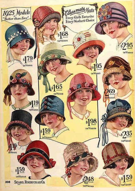 Belle Curves: Improving A Modern Cloche Hat 1920s Hats, 1920s Hat, American Duchess, Mode Retro, Sears Catalog, Vintage Hats, Roaring Twenties, Foto Vintage, Cloche Hat