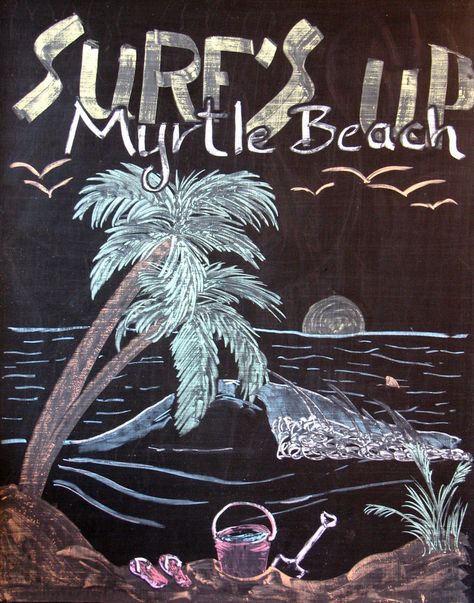 Beach Chalkboard Art, Summer Chalkboard Art, Summer Chalkboard, Chalk Markers Art, Chalkboard Art Quotes, Blackboard Drawing, Chalkboard Doodles, Blackboard Art, Kitchen Chalkboard