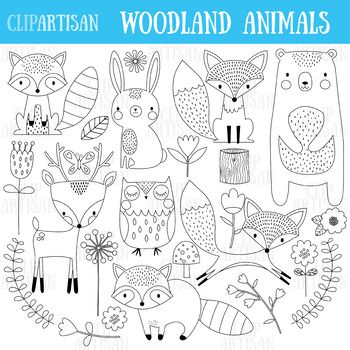 Animal Doodles, Mandalas Drawing, Digital Elements, Arte Animal, Animal Clipart, Woodland Creatures, Color Activities, Digital Stamps, Forest Animals