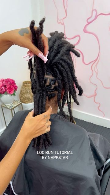 Trailblazing Loc Salon on Instagram: "We want to show you how to make a cute loc bun for any style.🥰 Book your next appointment at www.NappStar.com #locs #locstyles #locstylesforwomen #locbun #locjourney #loctician #locnation #locsalon #nyclocs" High Ponytail Locs Styles, Loc Ponytails For Women, Low Ponytail Loc Styles, Loc Styles For Date Night, Two Bun Loc Styles For Women, Low Bun On Locs, Low Bun Locs Hairstyles, Loc Styles Updo Classy, Low Bun Loc Styles For Women