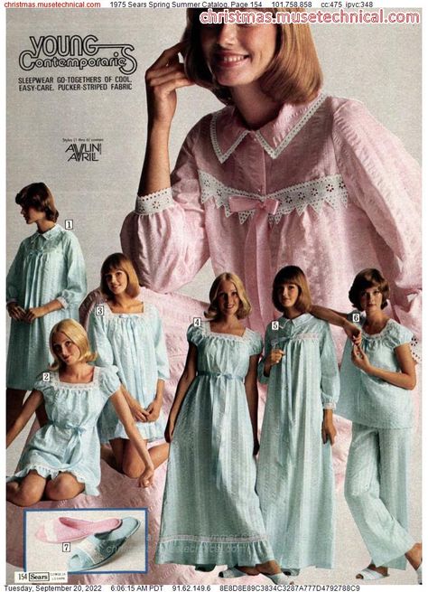 1975 Sears Spring Summer Catalog, Seite 154 - Kataloge & Wunschbücher 80s Inspired Outfits, Vintage Pajamas, Sears Catalog, Pyjamas Womens, Cute Pajama Sets, Seventies Fashion, 70’s Fashion, Christmas Catalogs, Cute Pajamas