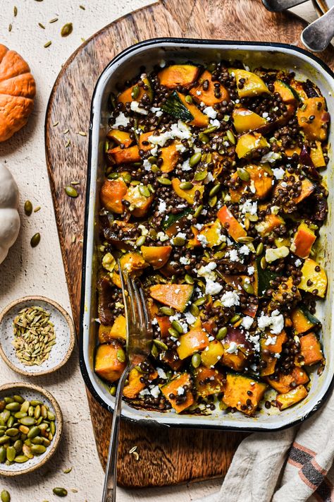 Roasted Squash and Lentil Salad Recipes For Cold Weather, Roast Squash, Roasted Kabocha Squash, Sliders Recipes Chicken, Lentil Salad Recipes, Greek Chicken Salad, Butternut Squash Salad, Roasted Pork Tenderloins, Squash Salad