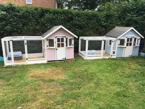 Rabbit Wendy House Ideas, Rabbit Wendy House, Playhouse Rabbit Hutch, Guinea Pig Cage Ideas Outdoor, Rabbit Playhouse, Rabbit Hutch Outdoor, Bunny Sheds, Bunny Houses, Rabbit Hutch Plans