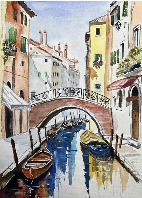 Watercolor Buildings Architecture, Drawings Of Italy, Venice Italy Drawing, Italy Watercolor Paintings, Watercolor Croquis, Venice Sketch, Venice Drawing, Europe Drawing, Drawing Italy