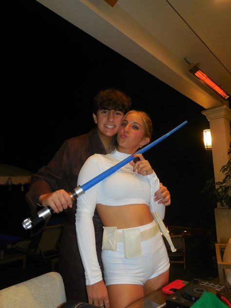 Halloween Costume Couples Cute, Icon Couple Halloween Costumes, Anakin And Leia Costume, Darth Vader And Stormtrooper Costume, Costumes For Guys Halloween, Darth Vader Couple Costume, Padded And Anakin Costume, Below Deck Costumes, Jedi Couple Costume