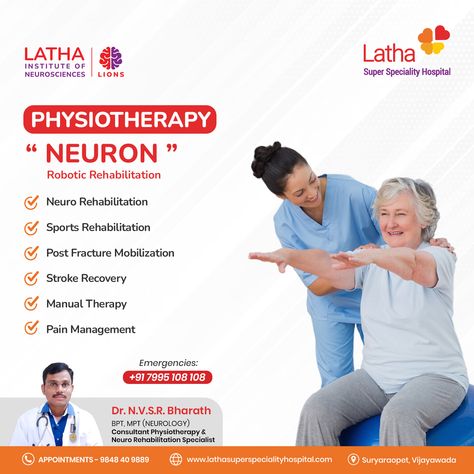 PHYSIOTHERAPY "NEURON " Robotic Rehabilitation Neuro Rehabilitation Sports Rehabilitation Post Fracture Mobilization Stroke Recovery Manual Therapy Pain Management #lathainstituteofne #lathainstituteofne #kidneyhealthurosciences 👇👇👇👇👇👇👇👇👇 📞 For Appointment call +91 9848 40 9889 🚑 24/7 Emergency : 7995 108 108 🟢 WhatsApp: +91 7995 100 100 ✉️ Email: info@lathasuperspecialityhospital.com 🌐 Website: https://lathasuperspecialityhospital.com 🎯Address: # 29-14-58, Besides SBI Zonal Office, Prakas... Neuro Rehabilitation, Sports Rehabilitation, Manual Therapy, Neurology, Dress Designs, Beautiful Dress, Sports, Quick Saves