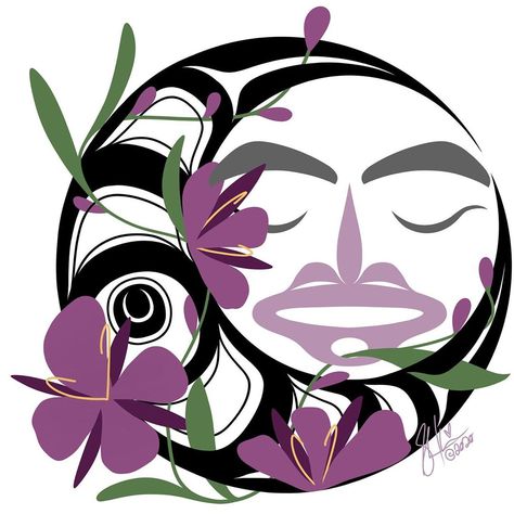 Shawna Kiesman on Instagram: “Moon Flower 🌘🌝🌸 . . . . #shawnakiesman #moon #moonflower #fireweed #formline #ovoid #northwestcoastart #pnwart #procreate #digitalart” Formline Art, First Nations Tattoo, Fireweed Beading Pattern, Ojibway Floral, Salish Art Pacific Northwest, Ojibway Floral Patterns, Pacific Northwest Native American Art, Beaded Fireweed, Pacific Northwest Art Native West Coast