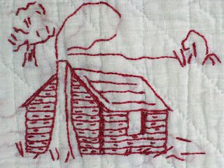 Cabin Embroidery, Western Applique, Redwork Quilt, Western Quilts, Redwork Patterns, Magnolia Pearl Clothing, Cowboy Jacket, Red And White Quilts, Redwork Embroidery