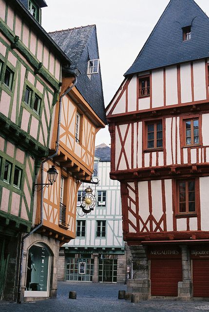 Vannes, France Oak Framed Buildings, European Street, Brittany France, Chateau France, Visit France, Historical Architecture, Street Scenes, France Travel, Wonderful Places