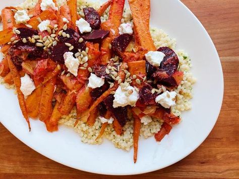 Beet Couscous, Michael Chiarello, Beets And Carrots, Roasted Beets And Carrots, Country Food, Sunny Anderson, Roasted Beet Salad, Tiktok Food, Roasted Carrot