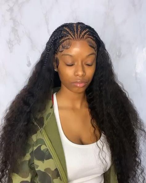 46% OFF immediately，Extra 10% OFF CODE:【SUM10】 Half Feed In Braids Half Sew In, Half Stitch Braids Half Sew In, Half Braids Half Sew In Weave, Cute Curly Hair, Curly Hair Style, Bridesmaid Hair Clips, 360 Wig, Cute Curly Hairstyles, Braided Cornrow Hairstyles