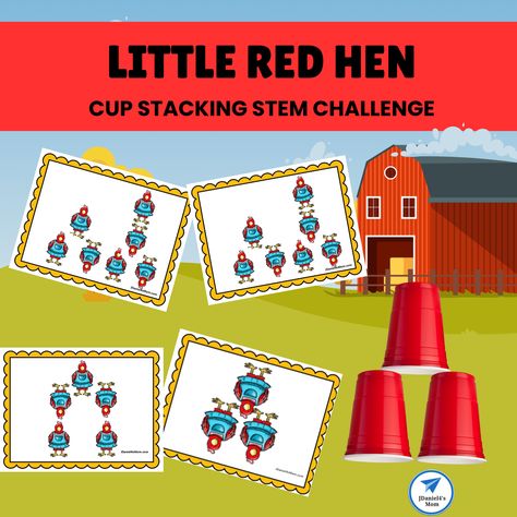 Little Red Hen Cup Stacking STEM Challenge - JDaniel4s Mom Fairy Tale Stem, Nursery Ryhmes, Cup Stacking, Apple Back To School, Steam Challenges, Easter Fairy, Lego Halloween, Stem Challenge, Little Red Hen