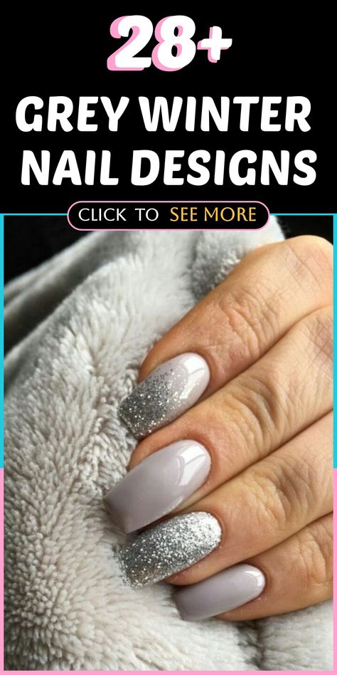 Discover a whole new level of sophistication with our collection of elegant grey winter nail designs. Whether you prefer a chic and polished look or something cozy and festive, we've got the perfect style to match your winter vibe. Elevate your nails this season with our stunning selection that will effortlessly complement your winter wardrobe. Don't miss out on adding a touch of grace and beauty to your nails with our exquisite grey winter collection. Winter Wedding Nails Bridesmaid, Christmas Nails Gray, Dip Nail Ideas Winter, Winter Nails Ombre, Icy Nails Winter, Dip Nail Designs Winter, Gray Christmas Nails, Grey And Silver Nails, Winter Nails Dip Powder Colors