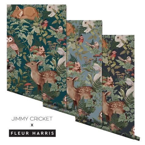 Woodlands Wallpaper, Woodland Baby Girl Nursery, Jimmy Cricket, Woodland Forest Nursery, Fleur Harris, Forest Nursery Theme, Woodland Baby Girl, Woodland Wallpaper, Cricket Wallpapers