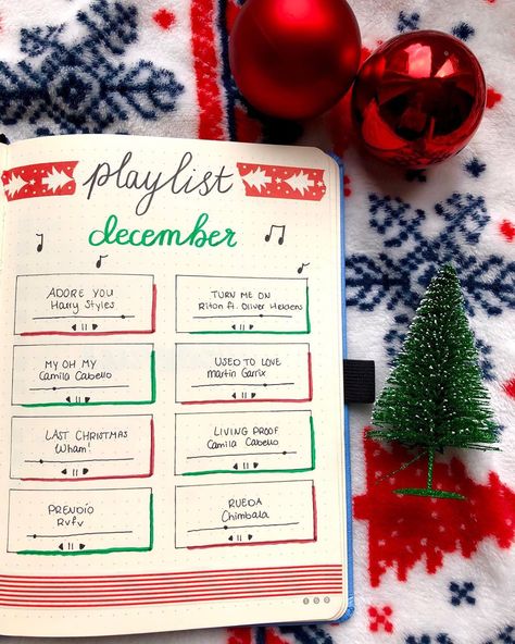 December Playlist Bullet Journal, Bujo Playlist, December Playlist, Hary Styles, Bullet Journal Christmas, Christmas Playlist, Journal Aesthetic, Last Christmas, Adore You