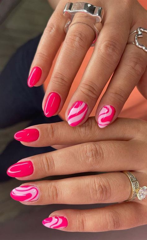 bright nails, summer nails, summer nail art design, summer nails, summer nail colors, nail art ideas Bright Summer Nails 2024, Pinkish Red Nails, Hot Pink Nail Design, Pink Nail Design Ideas, Nail Hot, Light Pink Nail Designs, Hot Pink Nail, Almond Nails Designs Summer, Pink Nail Design