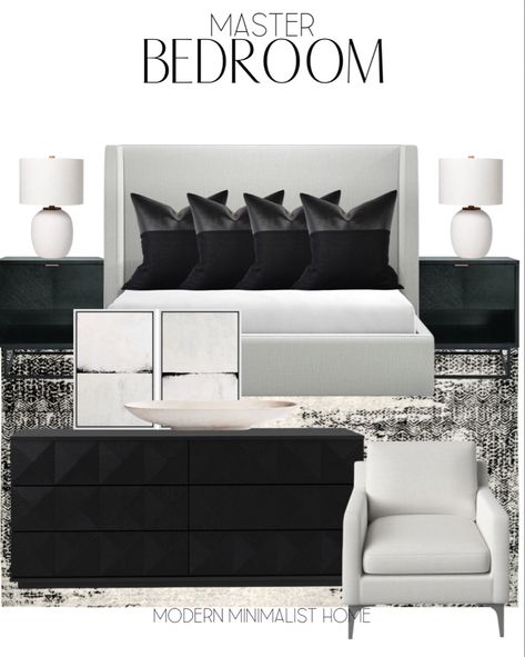 Dresser Bedroom Ideas, Bedroom Inspo Neutral, Styling Nightstand, Night Stand Styling, Black White And Grey Bedroom, Modern Bedroom Dresser, Bedroom Dresser Styling, Dresser Styling, Dresser Decor Bedroom