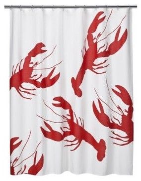 Kids Bathroom Remodel, Lobster Shack, Lobster Dinner, England Beaches, Themed Bathroom, Crab Shack, Cool Shower Curtains, Seaside Decor, Cottage Interior