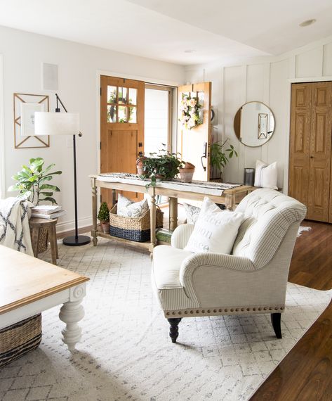 Do you have an eclectic design style? Over on the blog I'm sharing how I take my spring vintage farmhouse decor and modernize it with a boho twist! #fromhousetohaven #springvintagefarmhousedecor #vintagefarmhouse #bohofarmhouse Living Room With Piano, Grace In My Space, House Facelift, Eclectic Design Style, Farmhouse Tour, Homeowner Tips, Simple Decorating, Woodworking Hacks, Vibeke Design