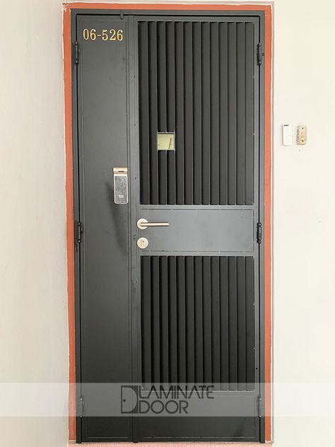 HDB Mild Steel Gate | Install HDB Gate In Singapore At Factory Price Metal Main Door, Gate Designs Modern, Metal Doors Design, Steel Door Design, Iron Door Design, Main Entrance Door Design, Steel Gate Design, Grill Door Design, Wooden Main Door Design