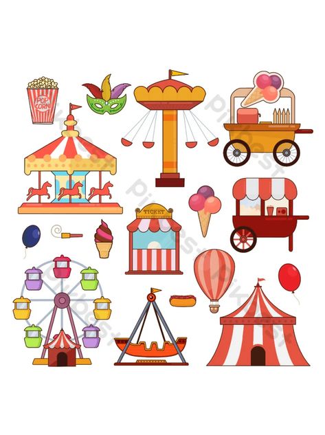 Amusement Park Cartoon, Amusement Park Illustration, Amusement Park Art, Amusement Park Drawing, Cartoon Png Images, Amusement Park Aesthetic, Robot Decorations, Cartoons Drawing, Park Illustration