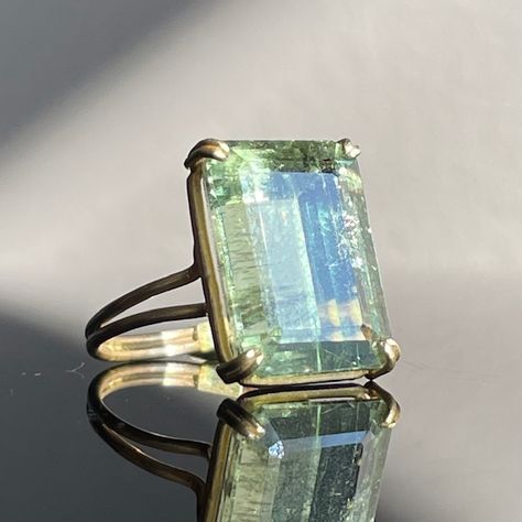 18k & Large Emerald-Cut Green Beryl Ring by Rosanne Pugliese   #rosannepugliese #futureheirlooms #augustla Beryl Ring, Jewellery Inspiration, Emerald Cut, Jewelry Inspiration, Emerald, Personal Style, Sparkle, Jewelry Making, Sculpture