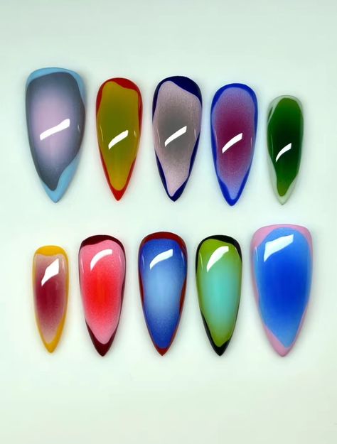 Green Foil Nails, Aurora Nails, Airbrush Nails, Drip Nails, Long Nail Designs, Modern Nails, Nails Only, Colorful Nail Designs, Foil Nails