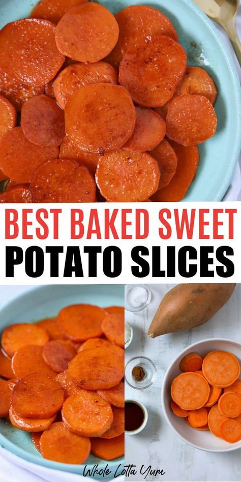 Making Sweet Potatoes, Whole Sweet Potatoes Baked In Oven, Sliced Sweet Potato Casserole, Sliced Baked Sweet Potatoes In The Oven, Sliced Sweet Potatoes In The Oven, Gluten Free Sweet Potato Recipes, Baked Sweet Potato Cubes, Baked Sweet Potato Oven, Sweet Potato Roasted