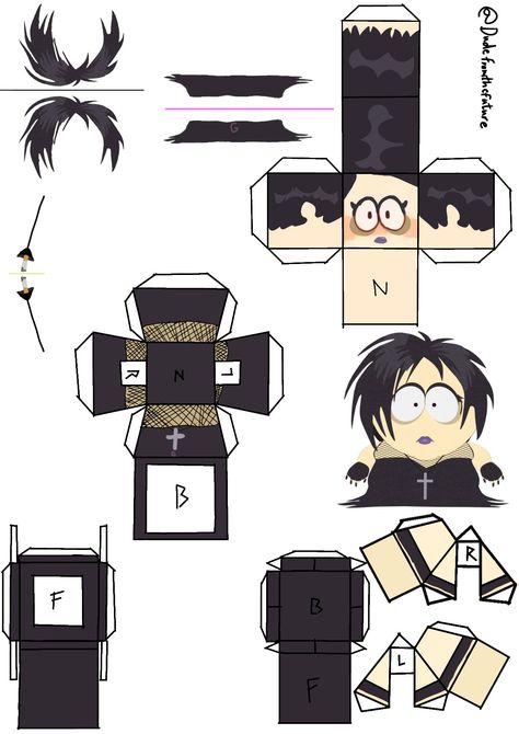 South Park Papercraft, Dora Funny, Goth Kids, South Park Funny, South Park Characters, Paper Doll Template, How To Make Clay, Drawing Expressions, Cute Patterns Wallpaper