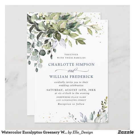 Wedding Invitations Eucalyptus, Colour Wedding, Wedding Invitations Uk, Greenery Invitation, Burgundy Wedding Invitations, Watercolor Eucalyptus, Wedding Ceremony Programs, Couples Shower Invitations, Eucalyptus Greenery