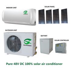 Solar Powered Air Conditioner, Solar Refrigerator, Solar Air Conditioner, Diy Solar Power System, Solar Ac, Small Wind Turbine, Split System Air Conditioner, Solar Home, Solar Fan