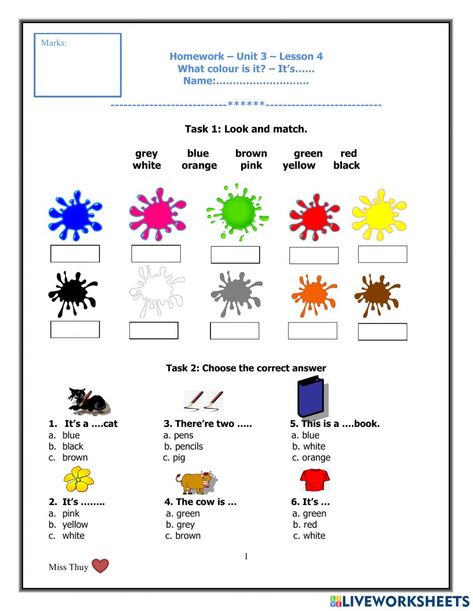 1 Worksheet, English As A Second Language (esl), English As A Second Language, Kindergarten, The Unit, Grey